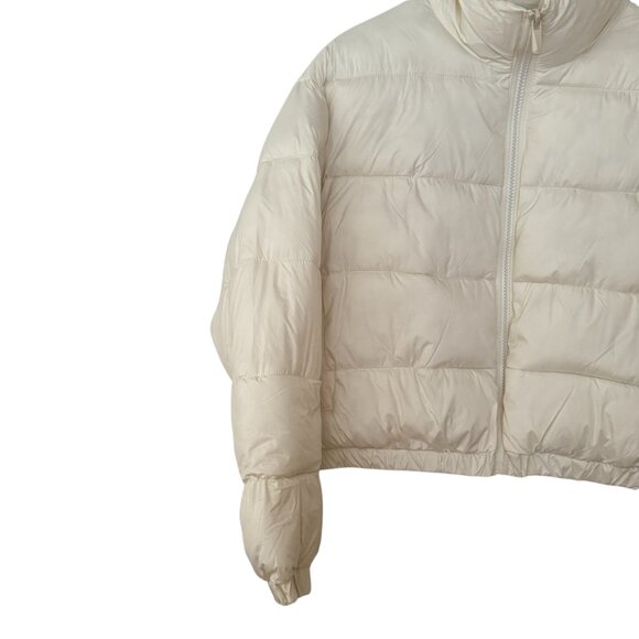 SACRE' Woman's Size Medium Cream Puffer Full Zip Cropped Jacket Outdoors - Picture 6 of 8